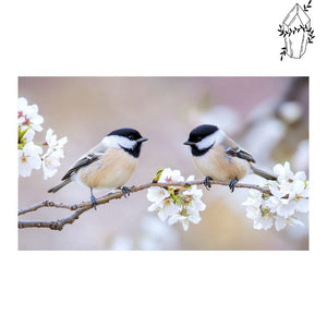 Diamond Painting Chickadees on a Cherry Tree