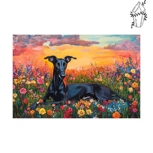 Diamond Painting Greyhound in the Flowers