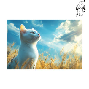 Diamond Painting White Cat in a Meadow