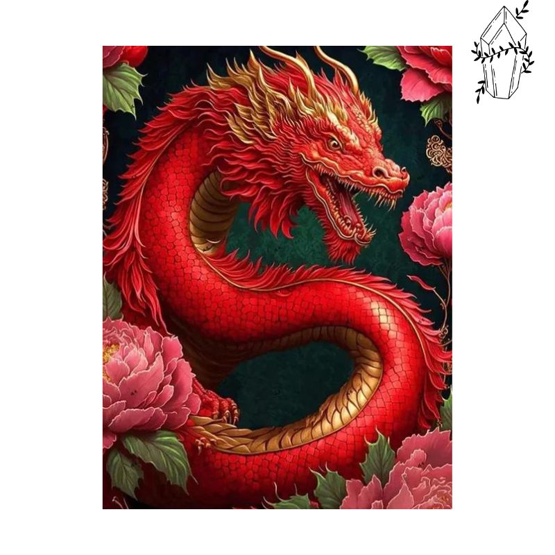 Diamond painting dragon red rose | Diamond-painting-club.us