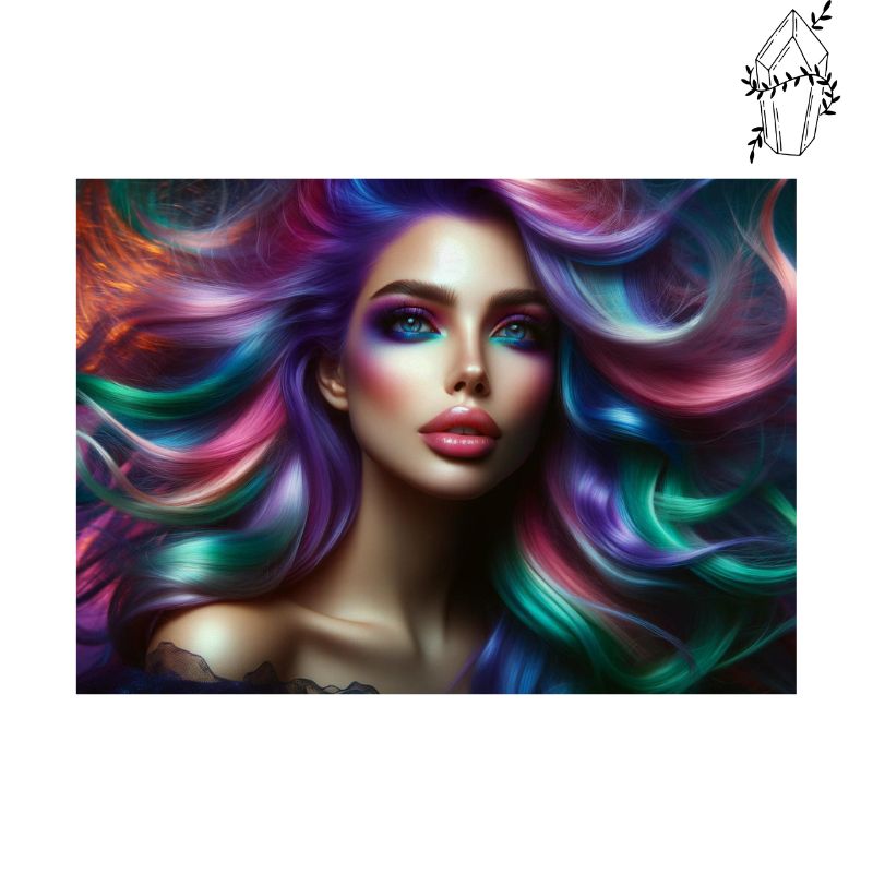 Diamond Painting Multicolored Hair Woman