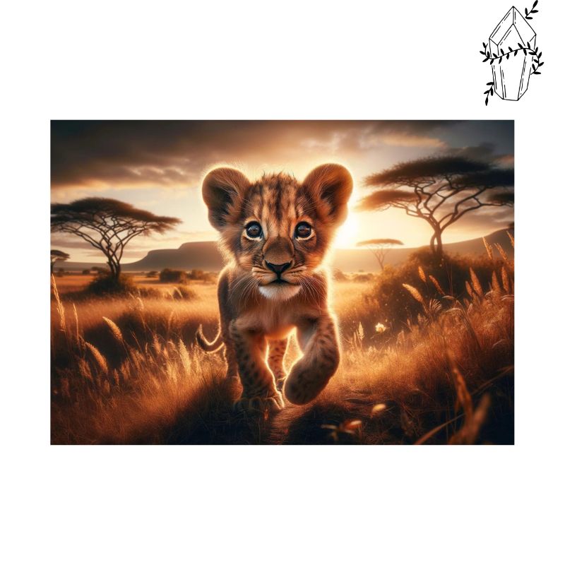 Diamond Painting Lion Cub in the Savannah