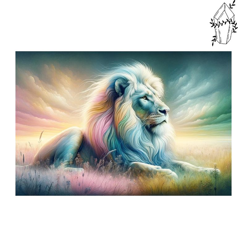 Diamond Painting Multicolored Albino Lion