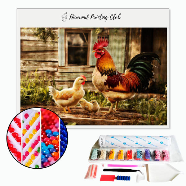 Diamond Painting Rooster and his Hen