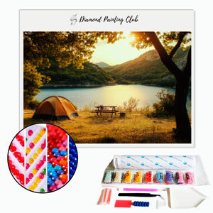 Diamond Painting Camping by the Lake Under the Tent