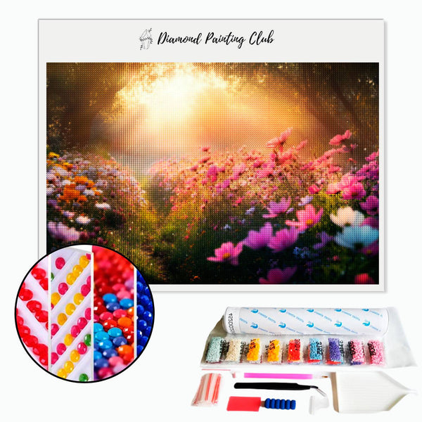 Diamond Painting Flower Meadow at Sunrise