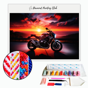 Diamond Painting Motorcycle and Sunset