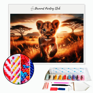 Diamond Painting Lion Cub in the Savannah