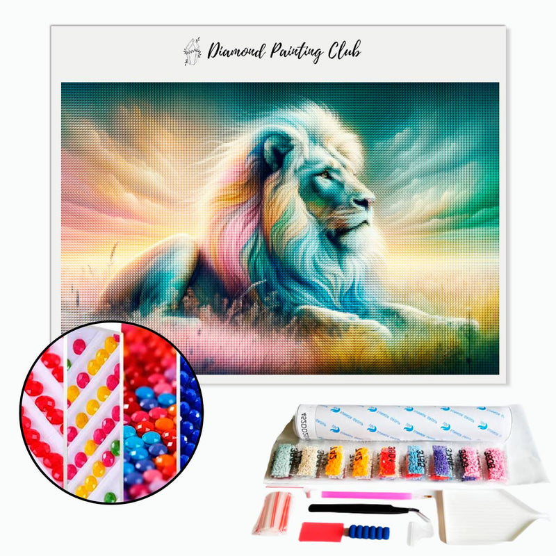 Diamond Painting Multicolored Albino Lion