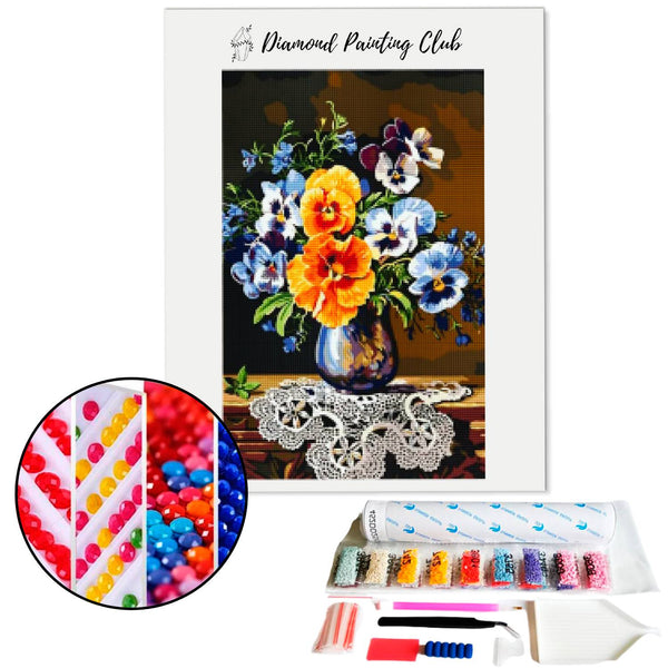 Diamond painting pansy flower vase | Diamond-painting-club.us