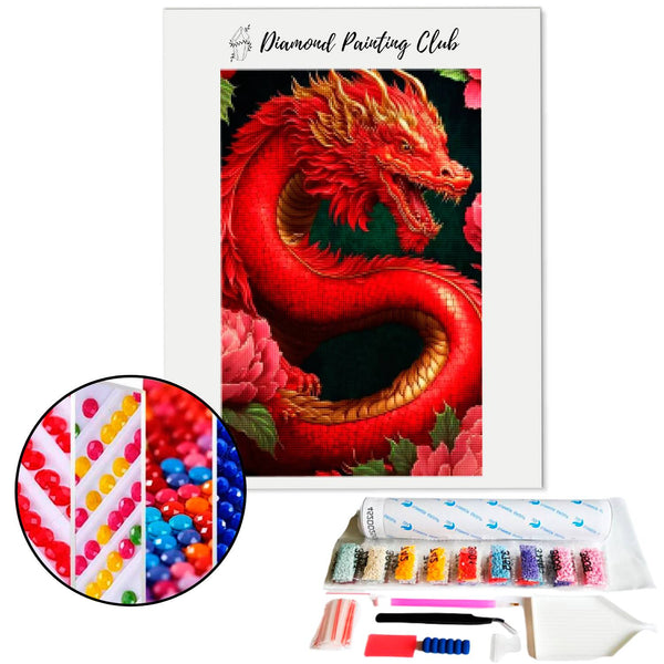 Diamond painting dragon red rose | Diamond-painting-club.us