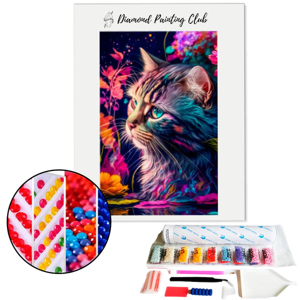 Diamond painting Feline floral beauty | Diamond-painting-club.us