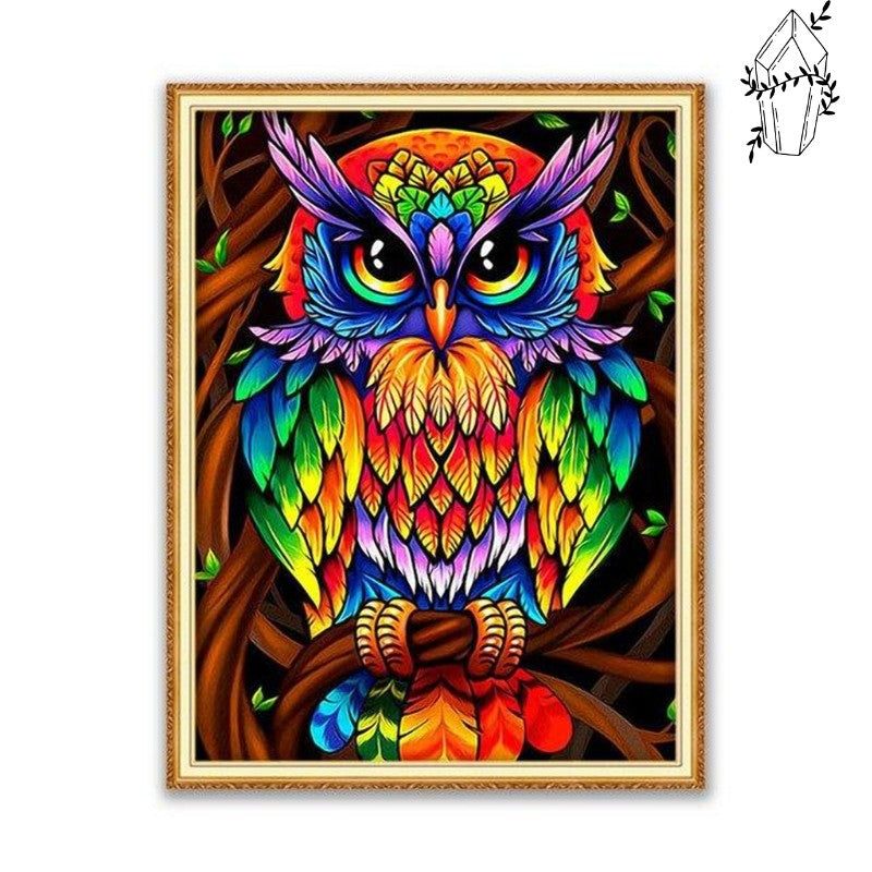Diamond Painting Multicolored Owl | Diamond-painting-club.us