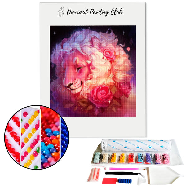 Diamond Painting Pink Lion | Diamond-painting-club.us