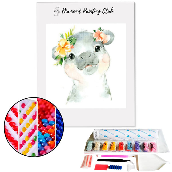 Diamond Painting Cute Little Hippo | Diamond-painting-club.us