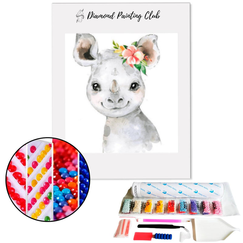 Diamond painting Cute Little Rhino | Diamond-painting-club.us