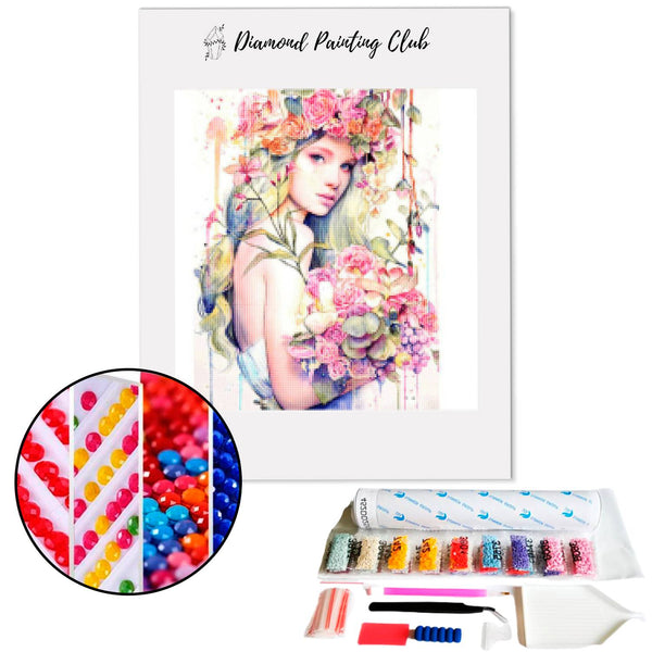 Diamond painting Woman with flowers | Diamond-painting-club.us