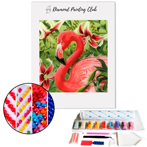 Diamond Painting Pink Flamingo and Hibiscus | Diamond-painting-club.us