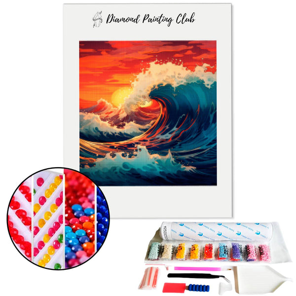 Diamond Painting Japanese Wave on Sunset | Diamond-painting-club.us