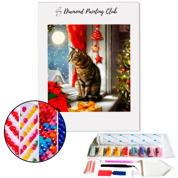 Diamond painting Christmas Cat | Diamond-painting-club.us