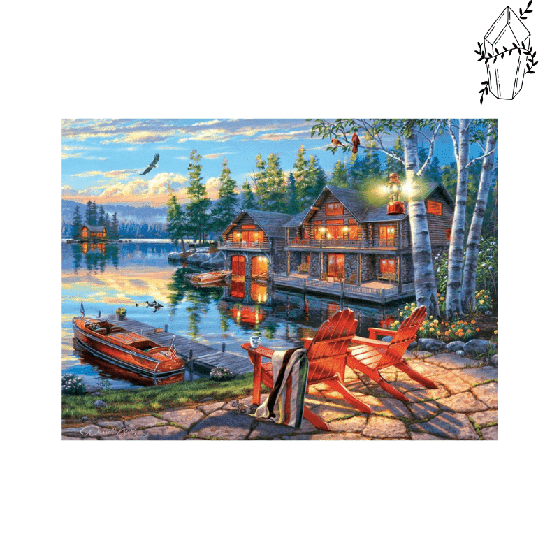 Diamond painting Chalet by the lake | Diamond-painting-club.us