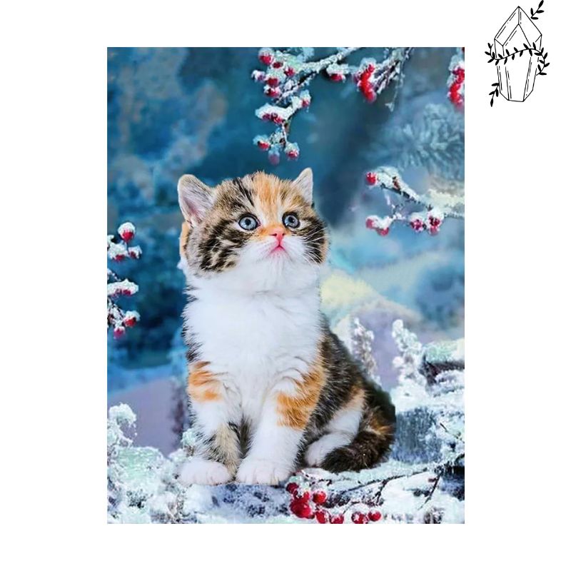 Diamond Painting Calico Kitten in the Snow | Diamond-painting-club.us