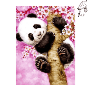 Diamond painting Little panda in a sakura | Diamond-painting-club.us