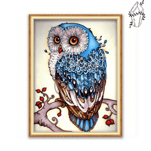 Diamond painting Blue Abstract Owl | Diamond-painting-club.us