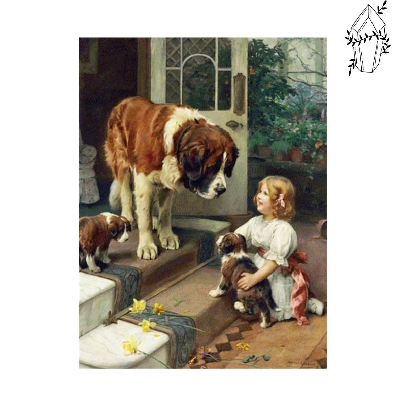 Diamond Painting Little Girl and Saint Bernard | Diamond-painting-club.us