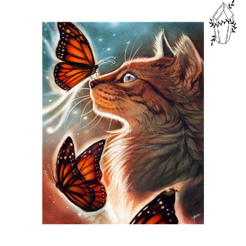 Diamond Painting Enchanted Butterfly Cat | Diamond-painting-club.us