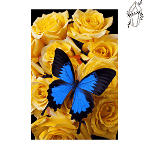 Diamond painting Blue Butterfly & Yellow Flowers | Diamond-painting-club.us