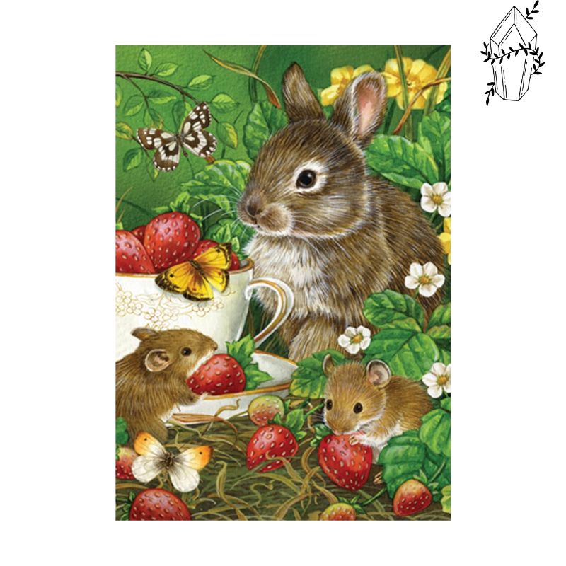 Diamond Painting Rabbit and Wild Strawberries | Diamond-painting-club.us