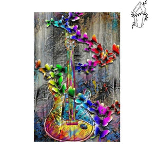 Diamond Painting Multicolored Floral Guitar | Diamond-painting-club.us