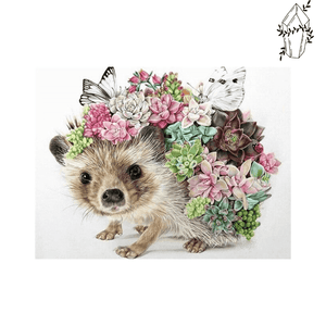 Diamond painting Hedgehog and flowers | Diamond-painting-club.us