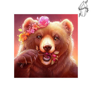 Diamond Painting Bear with Flower Crown | Diamond-painting-club.us