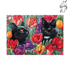 Diamond painting Tulips & Black Cats | Diamond-painting-club.us