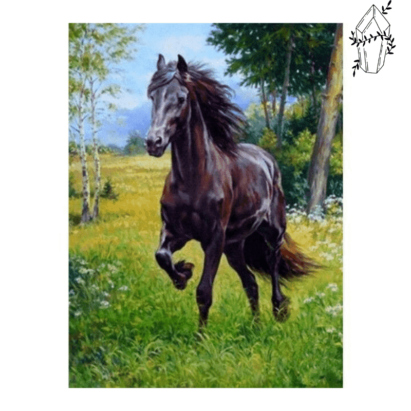 Diamond Painting - Trotting Black Horse | Diamond-painting-club.us