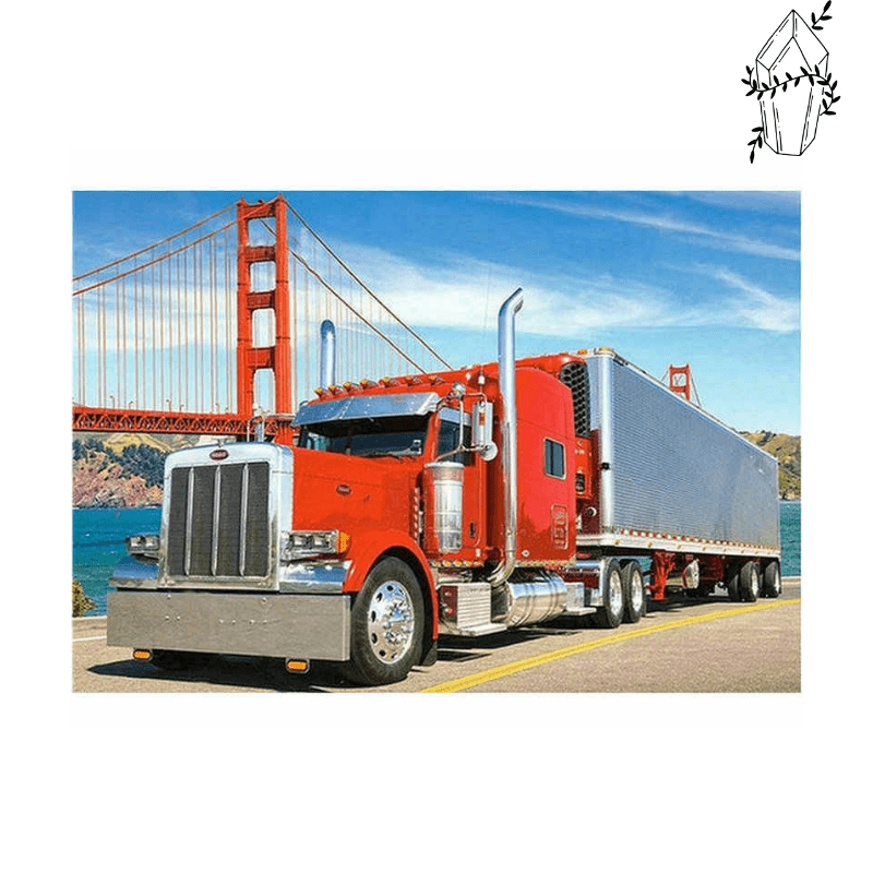 Diamond Painting Red Truck & Golden Gate Bridge. | Diamond-painting-club.us