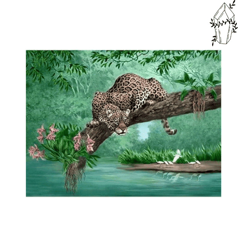 Diamond painting Leopard on a branch | Diamond-painting-club.us