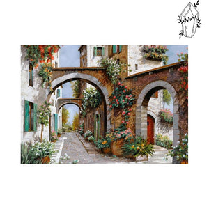 Diamond Painting Flowering Arch Village | Diamond-painting-club.us