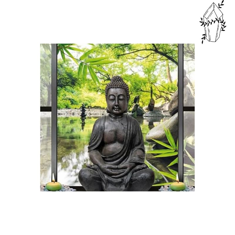 Diamond Painting Buddha Window on Zen Garden | Diamond-painting-club.us