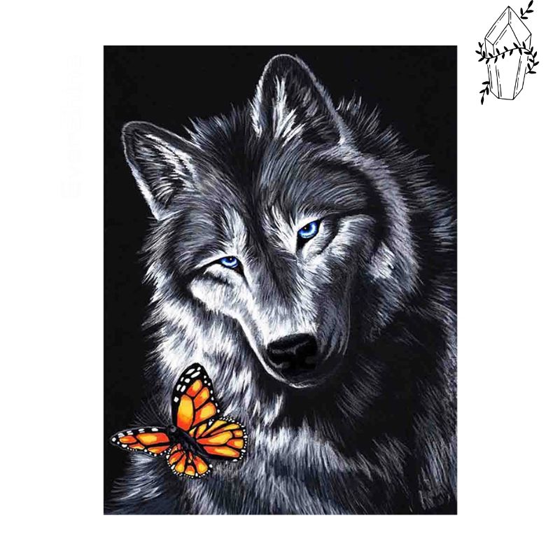 Diamond Painting Wolf and Butterfly | Diamond-painting-club.us