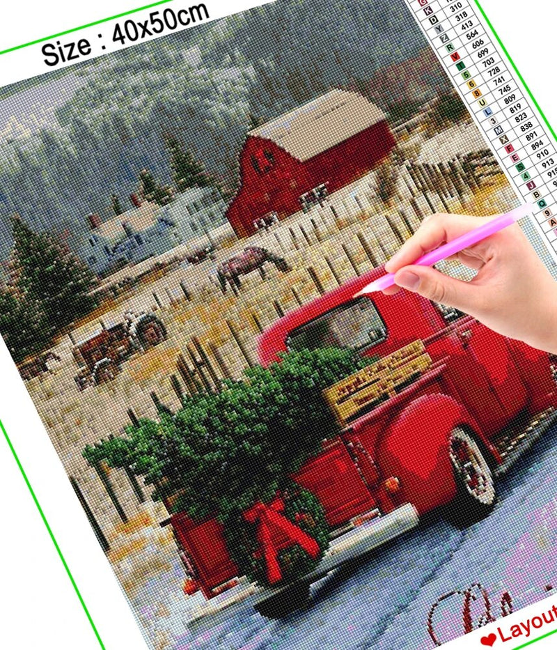 Diamond Painting Red Van for Christmas | Diamond-painting-club.us