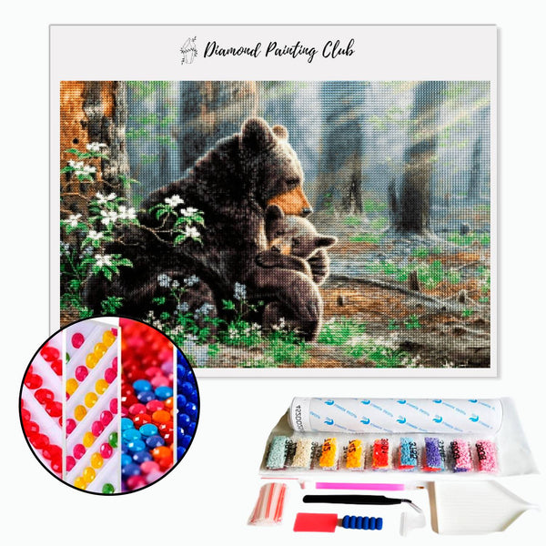 Diamond painting Mother Bear and her cub. | Diamond-painting-club.us