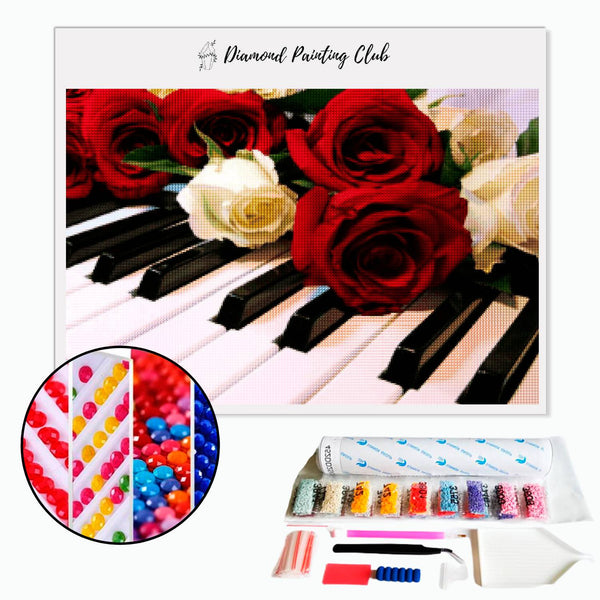 Diamond Painting Rose & Piano | Diamond-painting-club.us