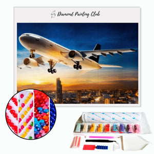 Diamond painting Airplane above New York | Diamond-painting-club.us