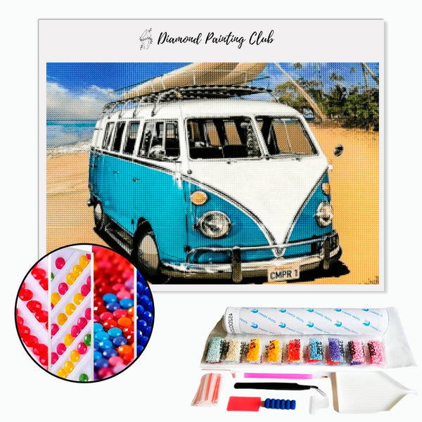 Diamond painting Vans blue at the beach. | Diamond-painting-club.us