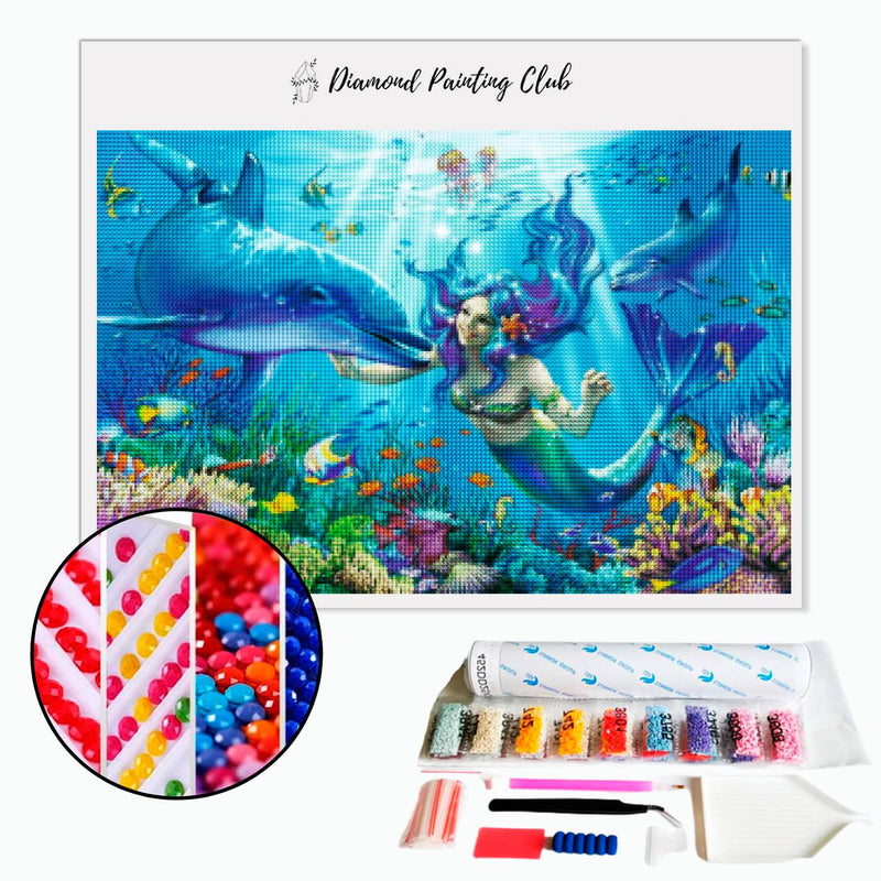 Diamond painting Mermaid and Dolphin | Diamond-painting-club.us