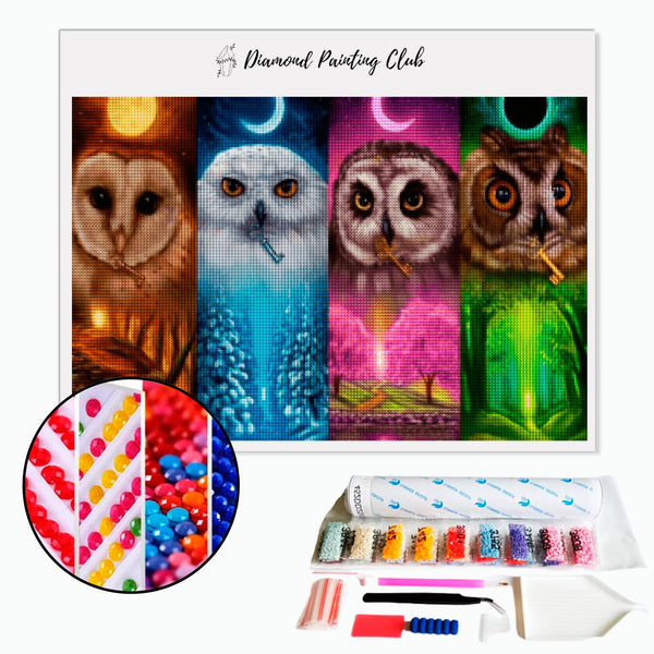 Diamond Painting Owl & Hawk 4 Seasons | Diamond-painting-club.us