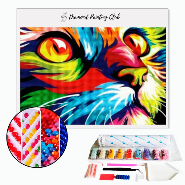 Diamond painting Multicolored Cat | Diamond-painting-club.us